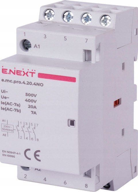 Stycznik modułowy PRO 4P 20A 4NO 230V