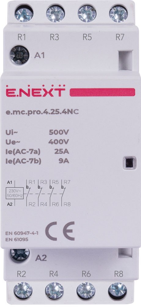 Stycznik modułowy PRO 4P 25A 4NC 230V