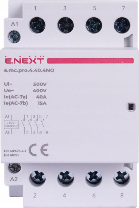 E.NEXT e.mc.pro.4.40.4NO - Stycznik modułowy PRO 4P 40A 4NO 230V
