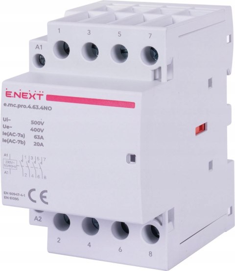 E.NEXT e.mc.pro.4.63.4NO - Stycznik modułowy PRO 4P 63A 4NO 230V