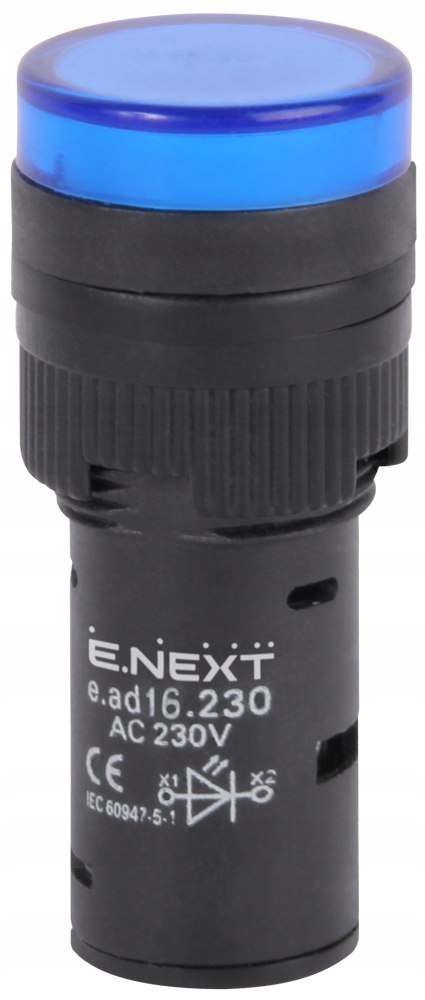 E.NEXT e.ad16.230.blue - Wskaźnik LED 16mm 230V AC niebieski