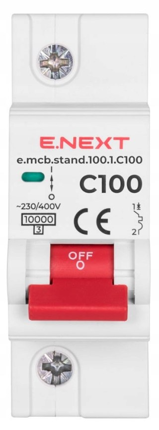Wyłącznik nadprądowy stand C100 1P 100A10kA Brak wejścia na szynę widełkową