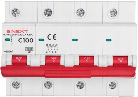 Wyłącznik nadprądowy stand C100 4P 100A10kA Brak wejścia na szynę widełkową