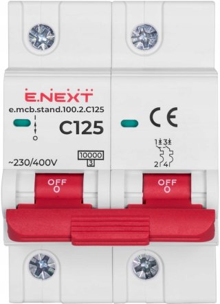 Wyłącznik nadprądowy stand C125 2P 125A10kA Brak wejścia na szynę widełkową
