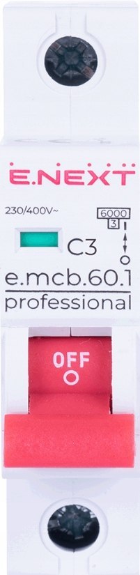 E.NEXT e.mcb.pro.60.1.C.3 - Wyłącznik nadprądowy PRO. C3 3A 1P wejście na szynę widełkową