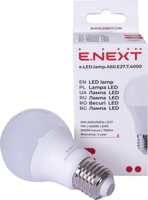 Żarówka LED E27 A60 E27 7W, 4000K