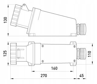 Gniazdo przemysłowe stałe 380V 5p 63A IP67