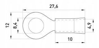 Izolowana końcówka oczkowa 1.5-2.5 mm2 czarna 100 szt.