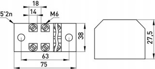 Listwa zaciskowa 60A 3 bieguny