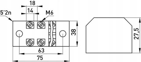 Listwa zaciskowa 60A 3 bieguny