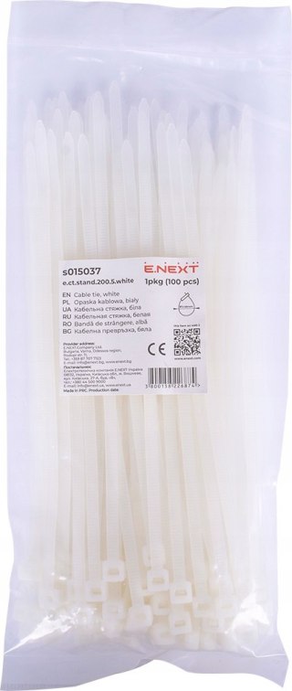 E.NEXT e.ct.stand.200.5.white - Opaska zaciskowa, biała 5mm x 200mm (100szt.)