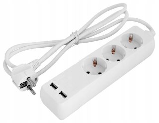 E.NEXT e.es.3.1.5.z.b.2 - Przedłużacz 3 gniazda 1,5m 2xUSB 2,4A uziemienie