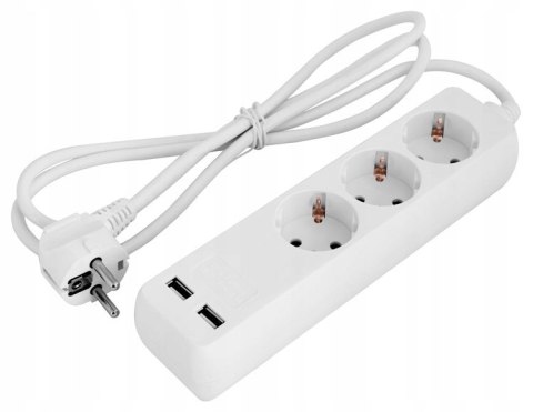 E.NEXT e.es.3.1.5.z.b.2 - Przedłużacz 3 gniazda 1,5m 2xUSB 2,4A uziemienie