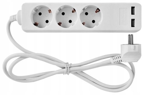 E.NEXT e.es.3.1.5.z.b.2 - Przedłużacz 3 gniazda 1,5m 2xUSB 2,4A uziemienie