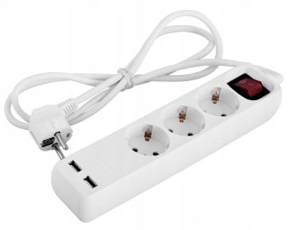E.NEXT e.es.3.1.5.z.b.2 - Przedłużacz 3 gniazda 1,5m 2xUSB 2,4A włącznik