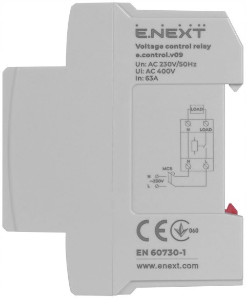 E.NEXT e.control.v09 - Przekaźnik kontroli napięcia ze wskazaniem 63A