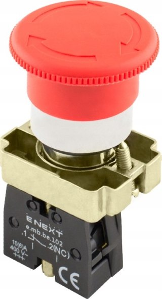 Przycisk grzybek tablicowy M22 mechanizm przełączania obrotowy czerwony 1NC