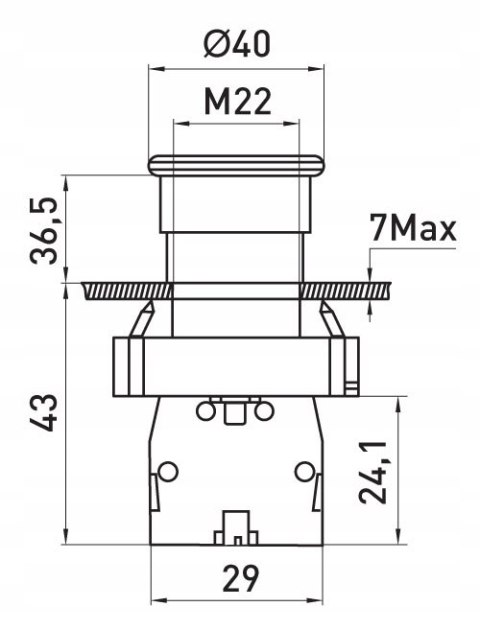 Przycisk grzybek tablicowy M22 mechanizm przełączania obrotowy czerwony 1NC