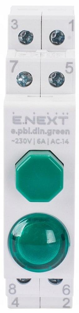 E.NEXT e.pbi.din.green - Przycisk na szynę DIN zielony z wskaźnikiem monostabilny