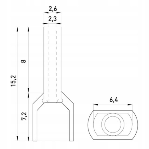 Tulejka izolowana 2x1,5mm 100 szt. żółta