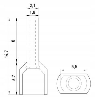 Tulejka izolowana końcówka 2x0,75mm2 100szt pomarańczowa
