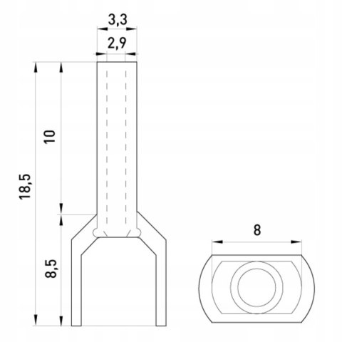 Tulejka izolowana końcówka 2x2,5mm 100szt czerwona