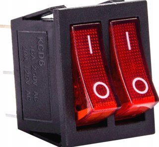 Włącznik kołyskowy 2x ON/OFF 6 pin z sygnalizacją