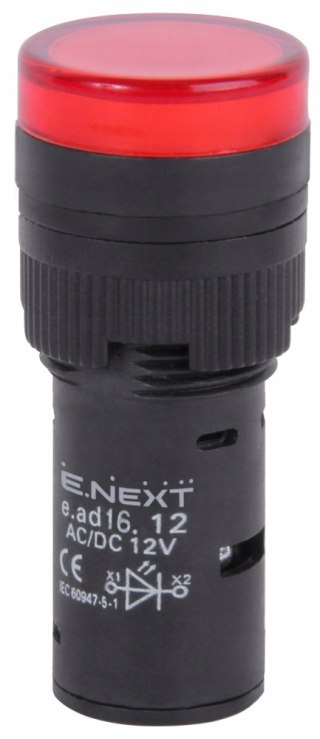 Wskaźnik LED 16mm 12V AC/DC czerwony
