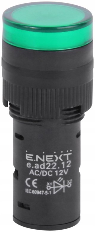 Wskaźnik LED 22mm 12V AC/DC zielony
