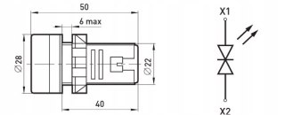 E.NEXT e.ad22.i.12-500.red - Wskaźnik LED 22mm 50-500V AC czerwony
