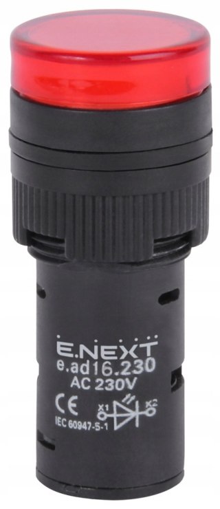 Wskaźnik LED czerwona 16mm 230V AC