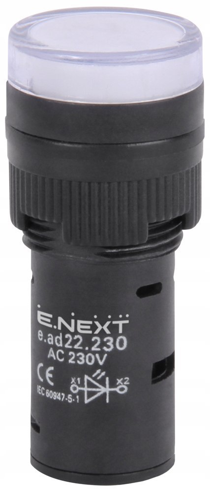 E.NEXT e.ad22.12.red - Wskaźnik LED czerwony 22mm 12V AC/DC