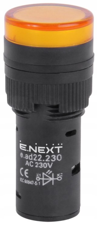 E.NEXT e.ad22.230.yellow - Wskaźnik LED żółty 22mm 230V AC