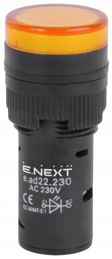 E.NEXT e.ad22.230.yellow - Wskaźnik LED żółty 22mm 230V AC