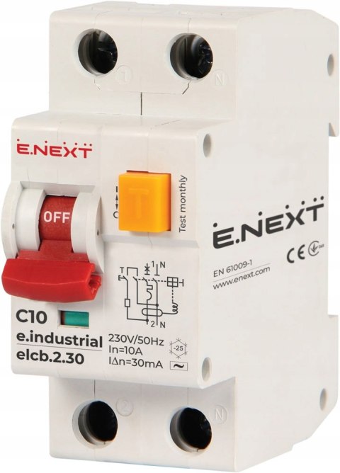 E.NEXT e.industrial.elcb.2.C10.30 - Wyłącznik różnicowo-nadprądowy ELCB C10 2P 30mA