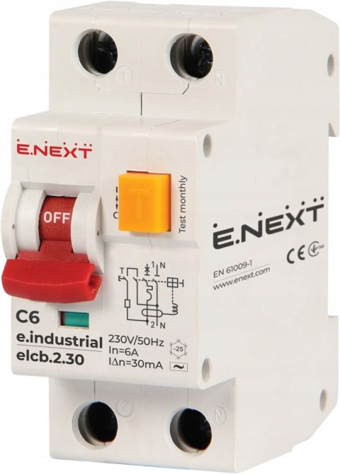 Wyłącznik różnicowo-nadprądowy ELCB C6 2P 30mA 6A