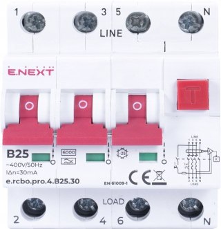 Wyłącznik różnicowoprądowy z członem nadprądowym RCBO 4P B25 30mA