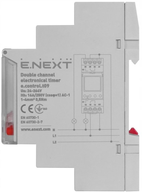 E.NEXT e.control.t09 - Elektroniczny dwukanałowy przekaźnik czasowy
