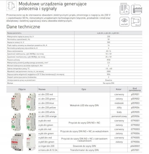 Lampka sygnalizacyjna na szynę din biała