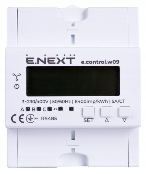 E.NEXT e.control.w09 - Licznik trójfazowy 5A/ST klasa1 RS485