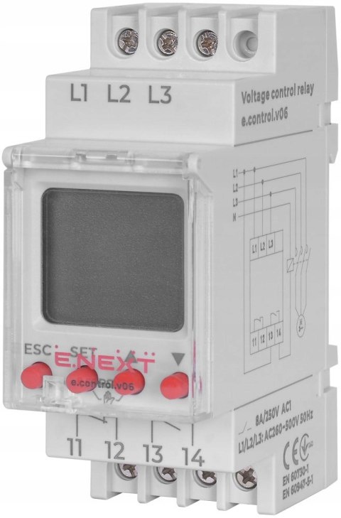 E.NEXT e.control.v06 - Przekaźnik kontroli napięcia trójfazowy cyfrowy