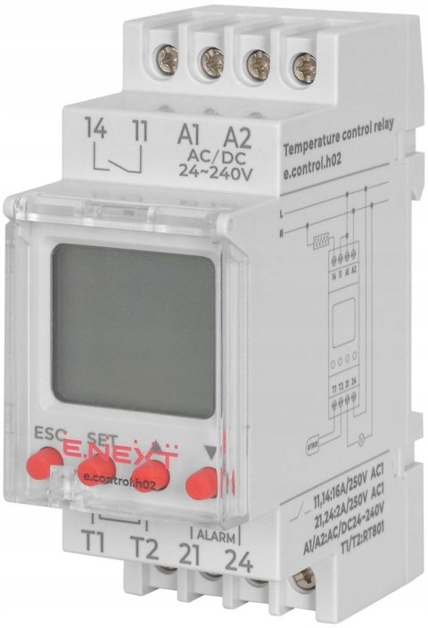 E.NEXT e.control.h02 - Przekaźnik kontroli temperatury termostat 16A AC/DC