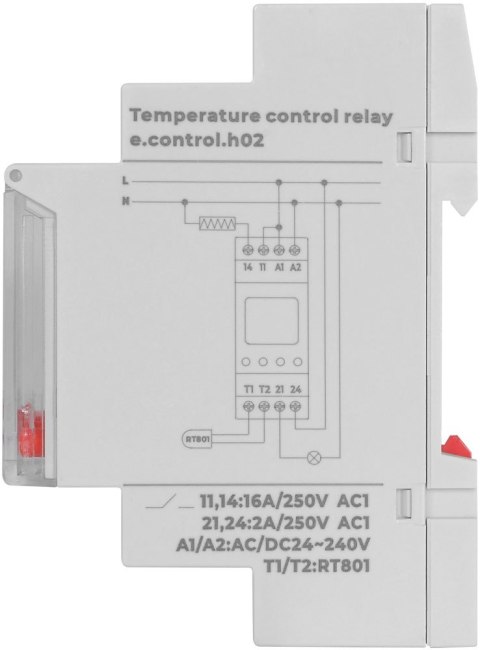 E.NEXT e.control.h02 - Przekaźnik kontroli temperatury termostat 16A AC/DC