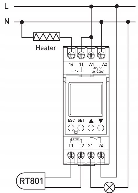 E.NEXT e.control.h02 - Przekaźnik kontroli temperatury termostat 16A AC/DC
