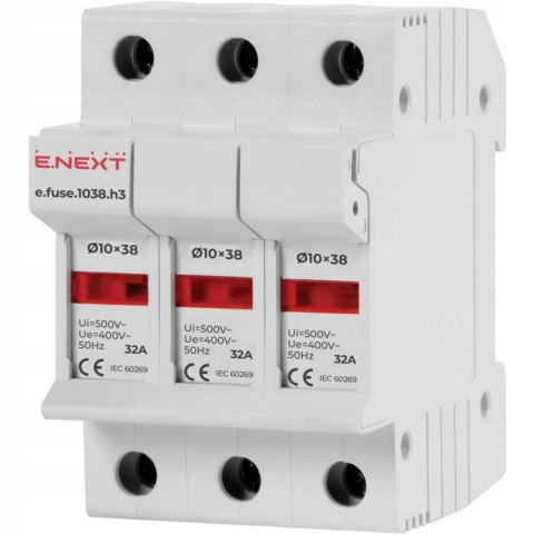 E.NEXT e.fuse.1038.h3 - Rozłącznik bezpiecznikowy do wkładek 10x38 3P 32A