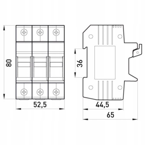 E.NEXT e.fuse.1038.h3 - Rozłącznik bezpiecznikowy do wkładek 10x38 3P 32A