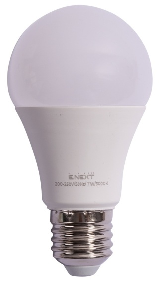 E.NEXT e.LED.lamp.A60.E27.7.3000 - Żarówka LED E27 A60 E27 7W, 3000K