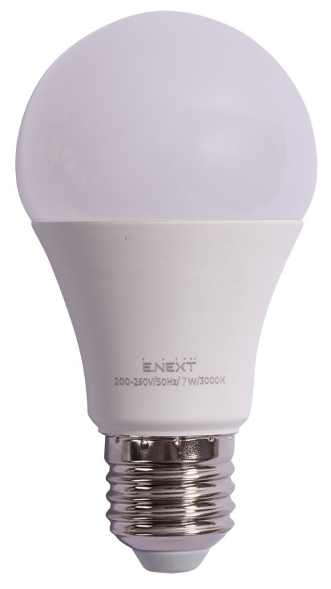 E.NEXT e.LED.lamp.A60.E27.7.3000 - Żarówka LED E27 A60 E27 7W, 3000K