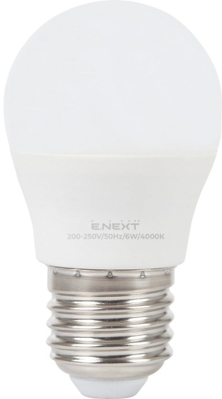 E.NEXT e.lampa.LED.P45.E27.6.4000 - Żarówka LED E27 P45 E27 6W, 4000K