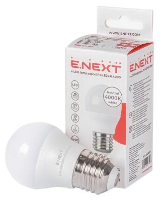 E.NEXT e.lampa.LED.P45.E27.6.4000 - Żarówka LED E27 P45 E27 6W, 4000K